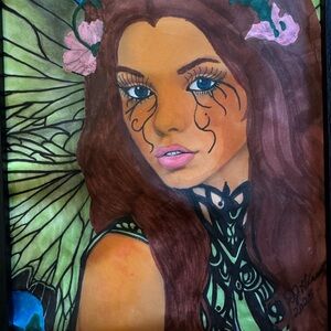 Enchanted Forest Fairy Art - Brown and Green